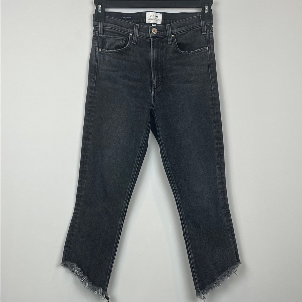 McGuire Gainsbourg Bootcut Midrise Cropped Jeans Black Raw Hem Size 27